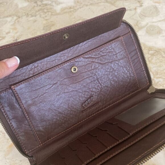 SKAP Leather Zippered Travel Wallet Large Unisex - Picture 11 of 14